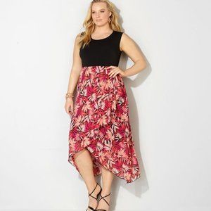 NEW Palm Leaf Tulip Skirt Autumn Leaves Dress Asymmetric Hem